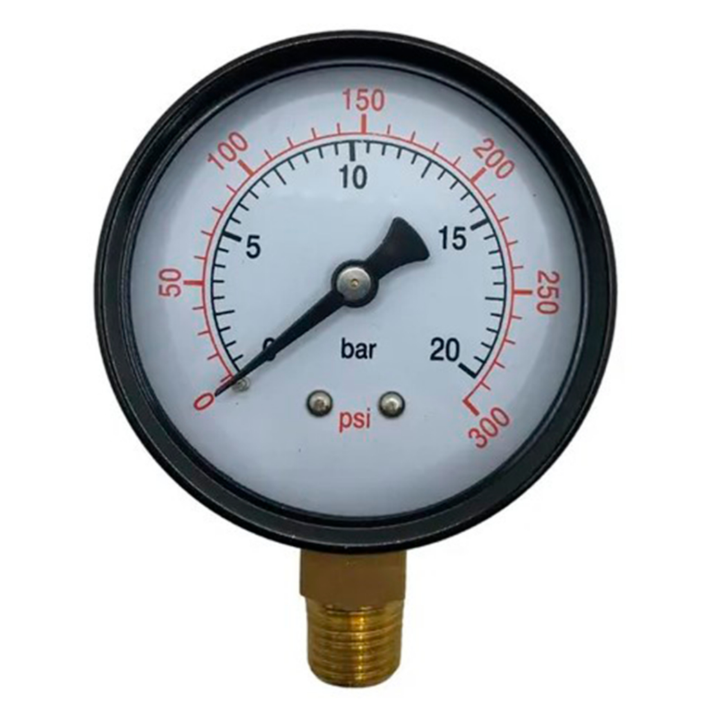 Manômetro de Pressão 1/4″ Vertical 300 Psi 20 Bar Com Glicerina