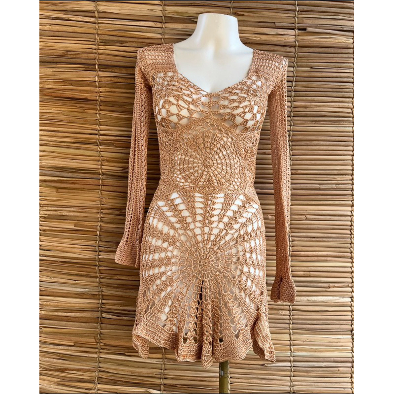 Vestido Inspired Anitta/Lore Improta em Crochê Super Trabalhado - Tendência Anitta Moda Praia Verão Ano Novo Réveillon