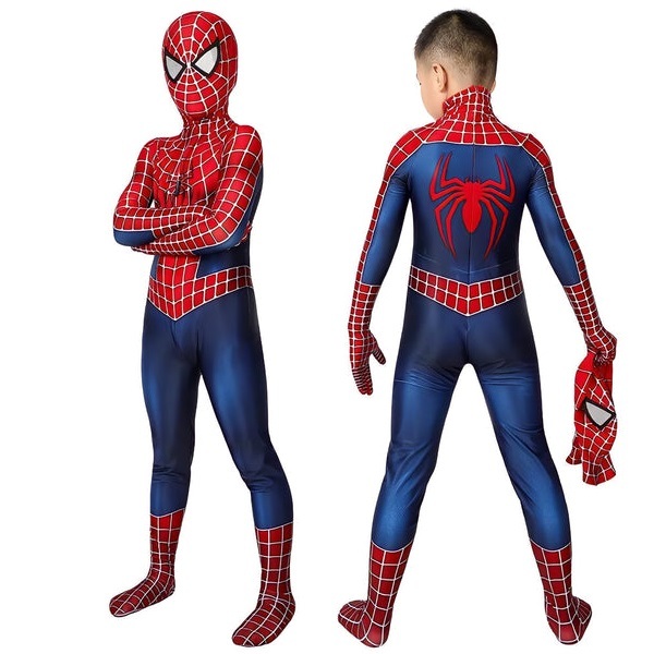 Fantasia Crianças Homem Aranha Clássico Tobey com Lentes Acrílico Infantil Para Traje Festas e Aniversários