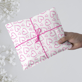 Papel Seda Estampado Coração Rosa - 50 unid em Oferta na Shopee