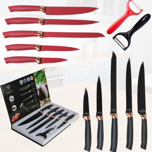 Kit de Facas Churrasco Profissional Antiaderente 6 Peças Kit Completo Para Casa