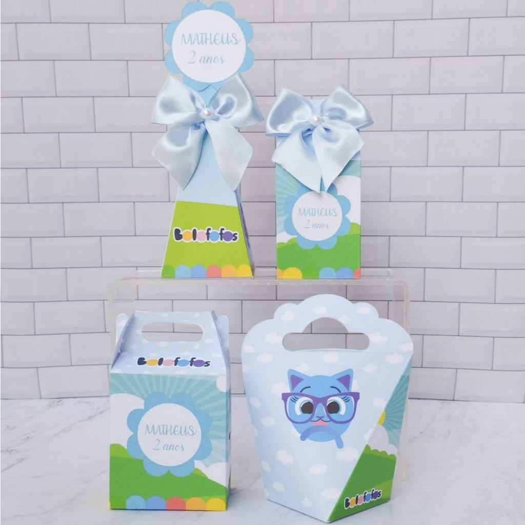 kit festa de aniversário Bolofofos Menino - lembrancinha - festa infantil - caixinha personalizada - mesversario