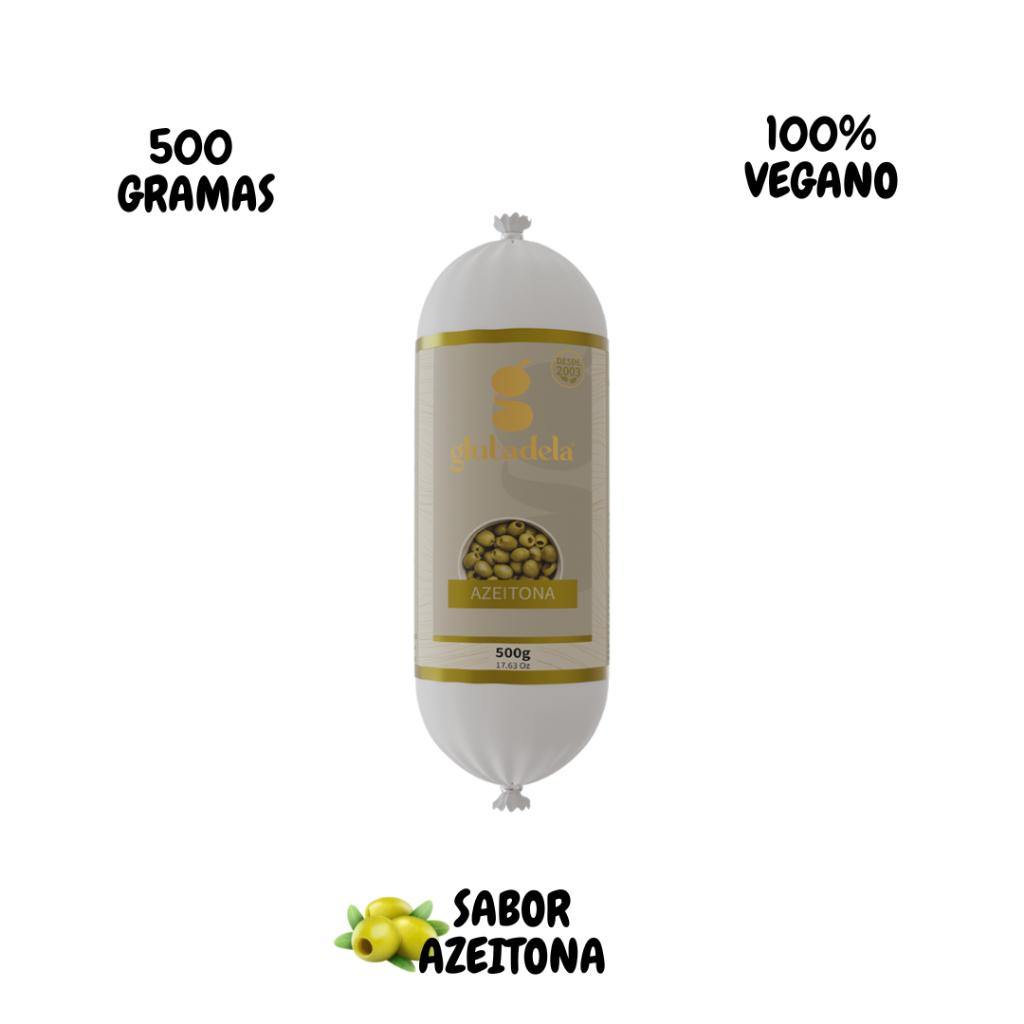 GLUTADELA SABOR AZEITONA-MORTADELA VEGANA-500 GRAMAS em Oferta na Shopee