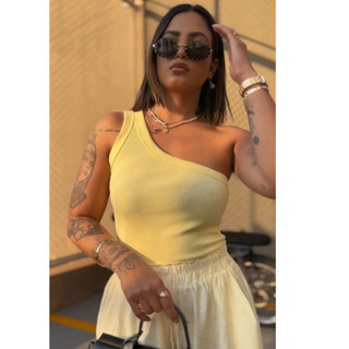 Blusa Regata Feminina Nula Manca Tendencia Um ombro Só Mula Manca Moda Verão Luxo em Oferta na Shopee