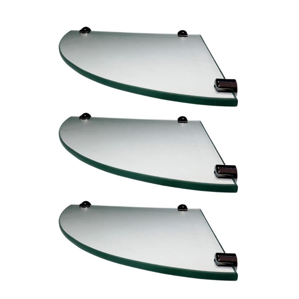 KIT - 3 Prateleiras De Canto - Vidro - 22x22cm 8mm em Oferta na Shopee