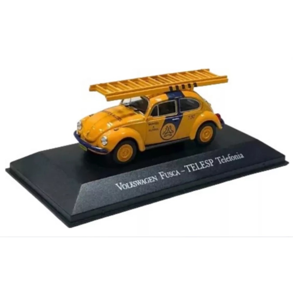 MINIATURA - VEÍCULOS DE SERVIÇO - ESCALA 1:43 - FUSCA TELESP TELEFONIA - NA CAIXA ACRÍLICA- NOVO