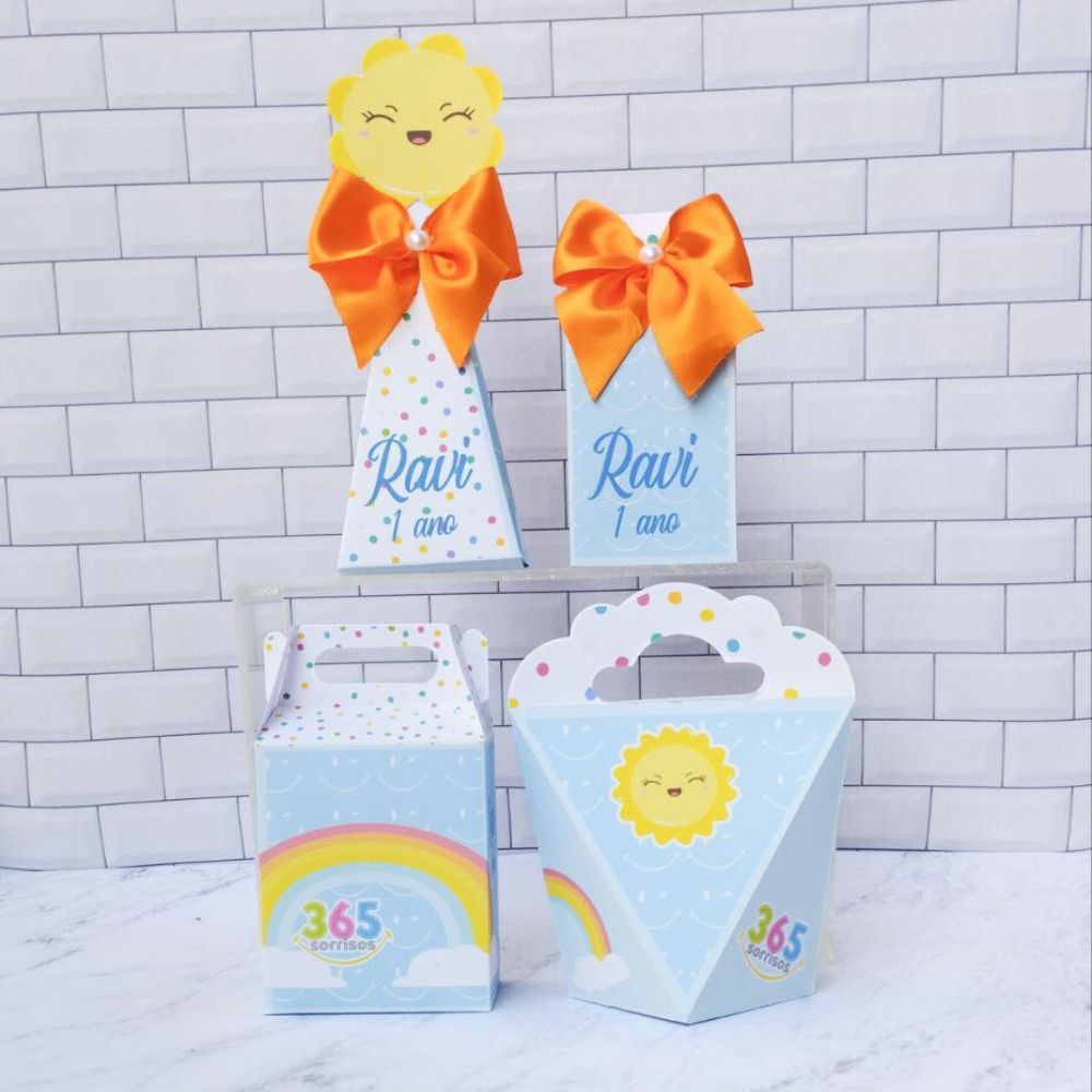 kit festa de aniversário 365 Sorrisos Menino - lembrancinha - festa infantil - caixinhas personalizada - mesversario