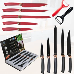 Kit de Facas Churrasco Profissional Antiaderente 6 Peças Kit Completo Para Casa Com Maleta