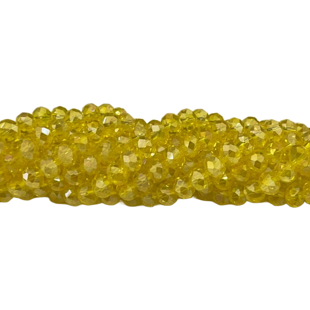 Fio de Cristal Achatado 8MM - Amarelo Boreal Transparente