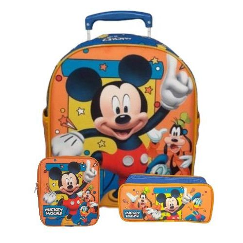 Kit Mochila Maternal Escolinha Meninos Creche  Rodinhas Mickey Mouse Amigos Tamanho P em Oferta na Shopee