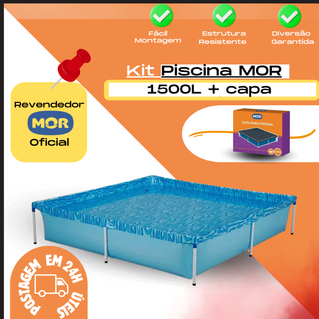 Piscina Infantil Quadrada 1500 Litros Mor + Capa em Oferta na Shopee