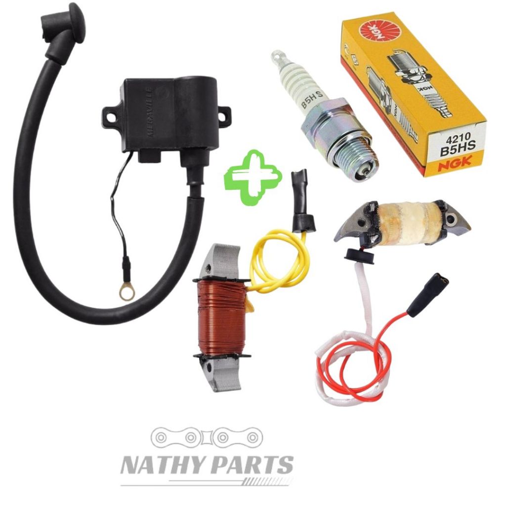 Cdi Mobilete + Vela + Bobina de Força e Luz Mobilete Monark Caloi 2t Ngk B5hs Megaville 2 tempos em Oferta na Shopee
