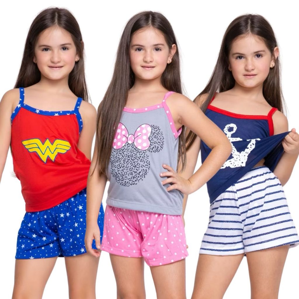 Baby Doll Infantil Alcinha Estampado / Roupa de Dormir / Pijama Infantil