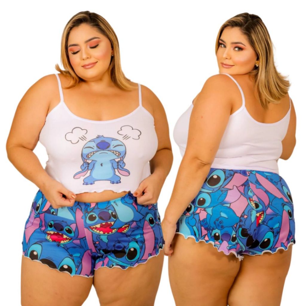 Short Doll Cropped Ondinha Plus Size / Baby Doll Suede / Pijama Personagens em Oferta na Shopee