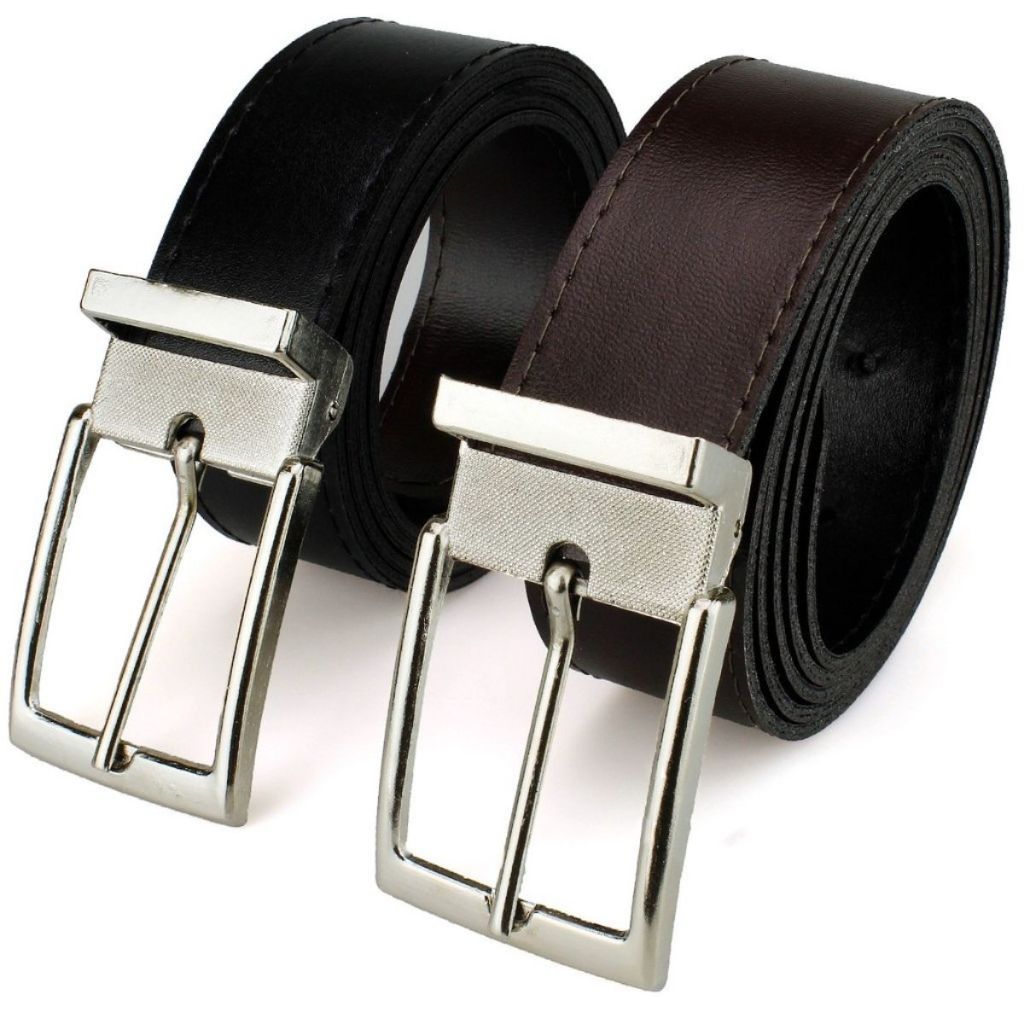 KIT Cinto Masculino Couro Social Com fivela de Metal Dupla Face 1,20 Metros
