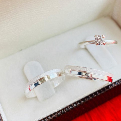 Par de alianças de casal prata 950 Diamantada minimalista 3mm anel solitário branco todas as cores em Oferta na Shopee