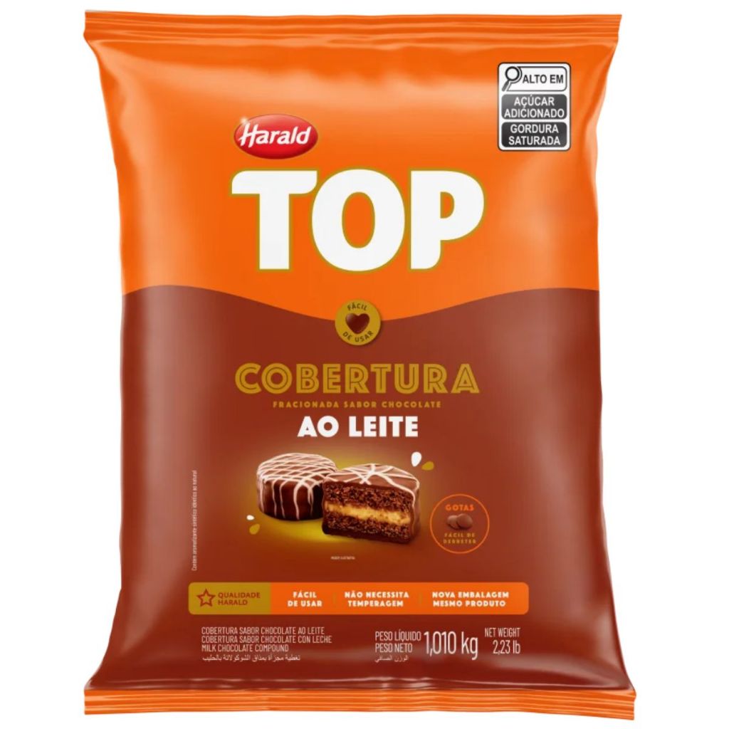 Cobertura TOP Fracionada Chocolate Ao Leite em Gotas 1,01kg Harald Confeitaria