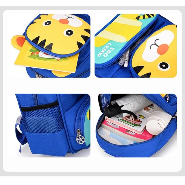 Mochila Infantil Escolar Com Orelhas De Tigrinho Gatinho Estampado Desenho