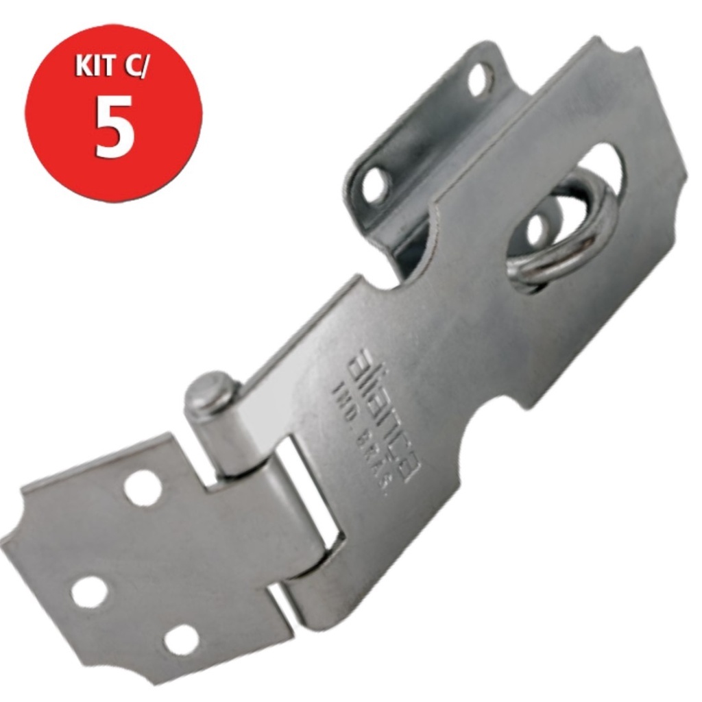 5 Porta Cadeado 2' polegadas 51mm - Aliança C/ + 7 Parafusos P/ Madeira Porta Cadeado P/ Bau Portão