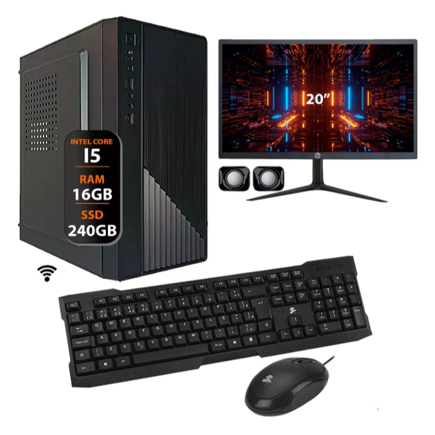 Computador Intel I5 Ssd 240gb 16gb Memória Ram Monitor 20