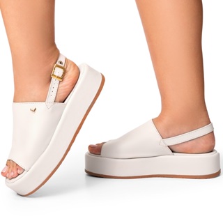 Sandália Feminina Lumiss Casual Confortável Fivela Flatform Off White em Oferta na Shopee