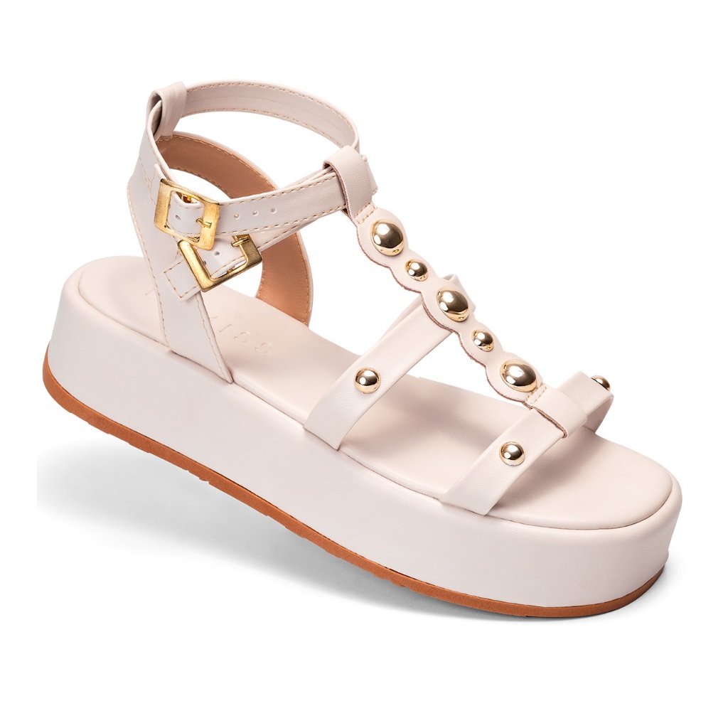 Sandália Feminina Lumiss Confortável Casual Rebite Flatform em Oferta na Shopee