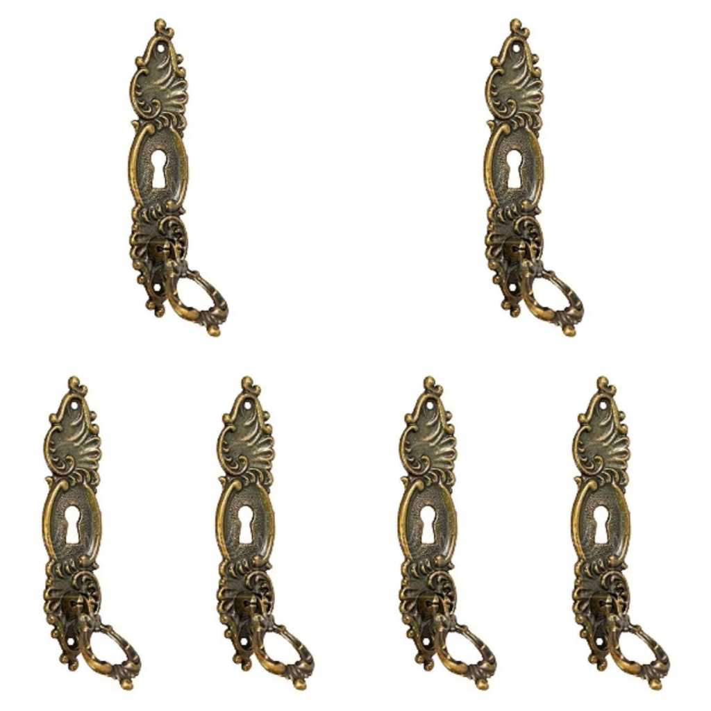 Kit 6 Puxador Tipo Colonial Napoli Com Chaves Para Moveis, Malas, Portas de Armário, Cases