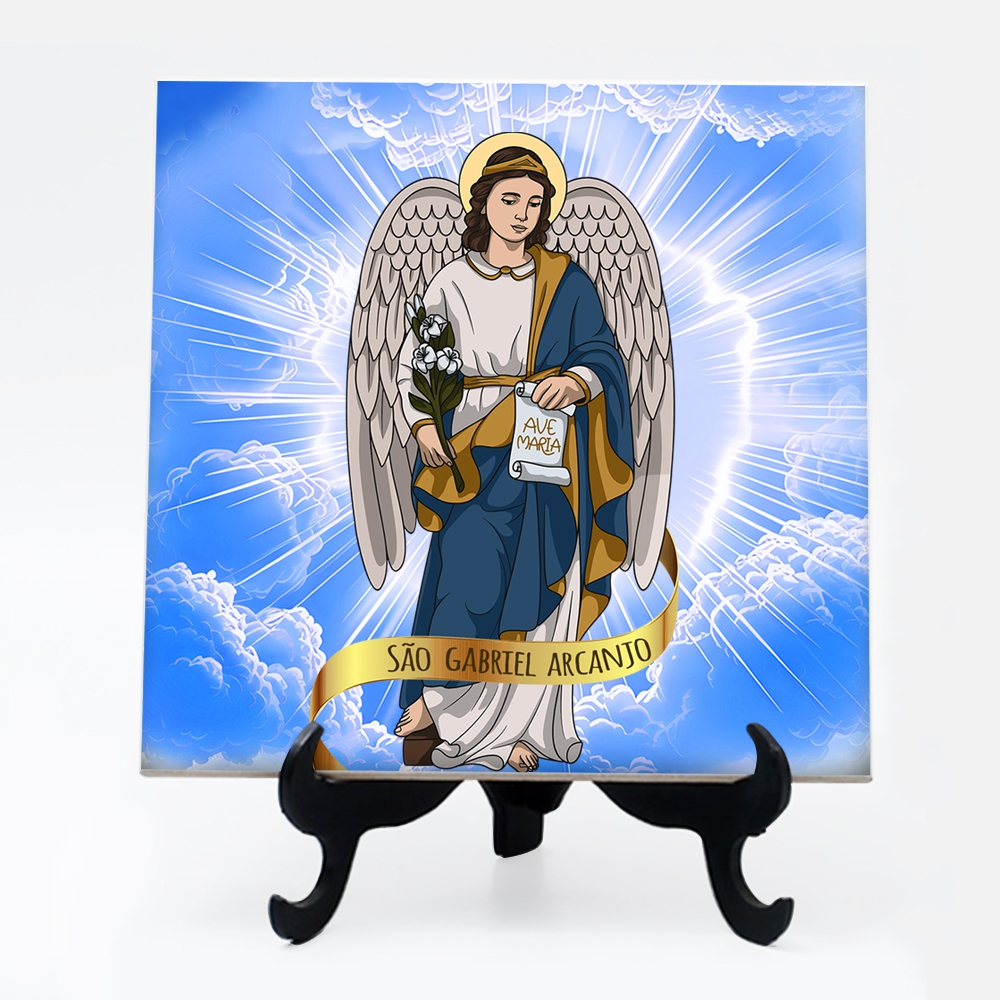 Quadro azulejo Anjo São Gabriel Arcanjo 24
