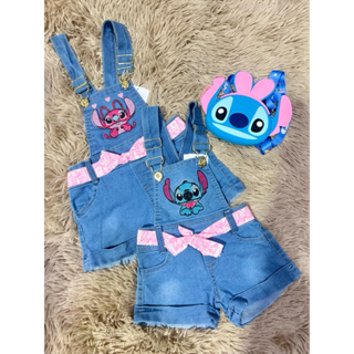 Macaquinho stitch com cintinho de tecido em Oferta na Shopee