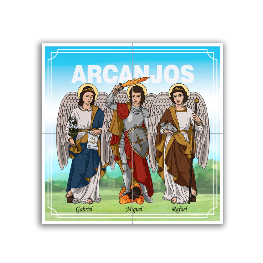 Quadro em azulejos Arcanjos Gabriel Miguel Rafael Arcanjo 24