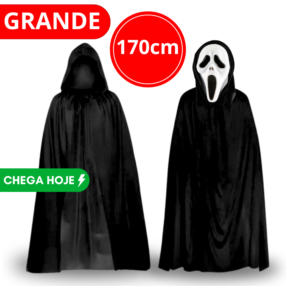 Capa de Vampiro Bruxa com Capuz Unissex Halloween A Freira Fantasia Panico Mago Bruxo Cosplay Feiticeiro Mágico