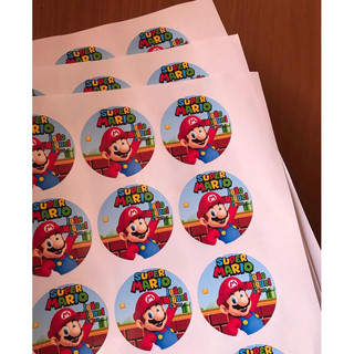 24 adesivos 5x5 cm  personalizados tema Super Mário.