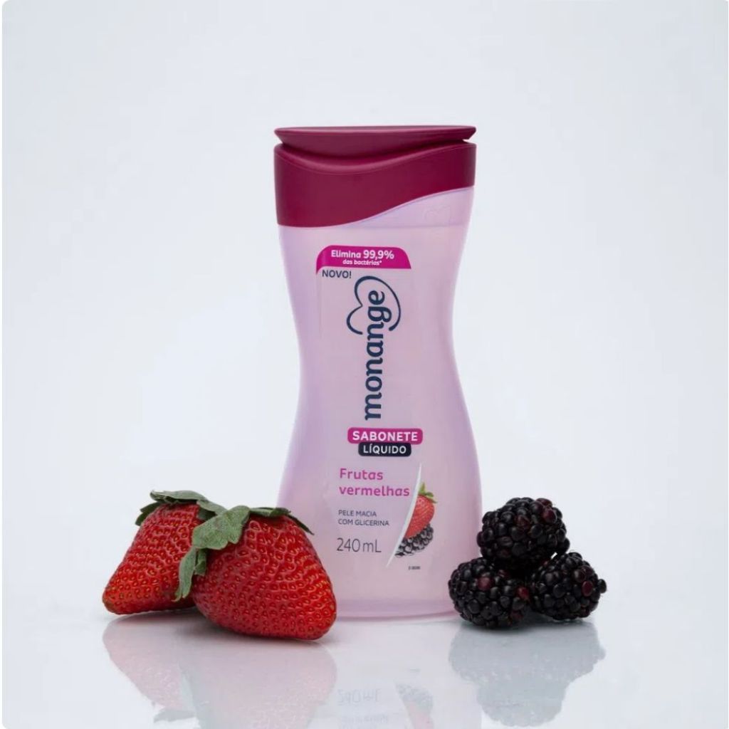 Sabonete Líquido Monange Frutas Vermelhas 240ml/250ml – Hidratação Antibac, Pele Macia e Perfumada em Oferta na Shopee