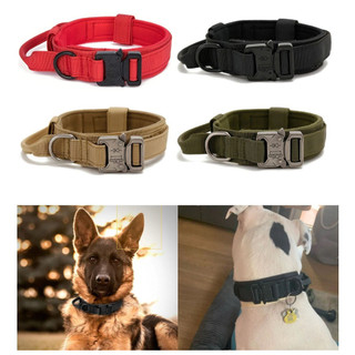 Coleira Tática Militar Ajustável Resistente Para Cachorro Com Alça Treinamento Pet Grande…