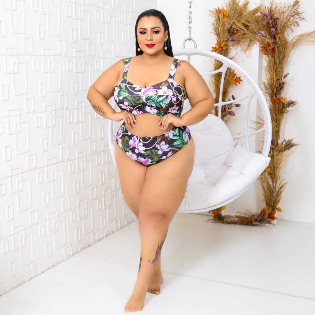 Biquini Plus Size (com Bojo) e Calcinha Sainha Alta