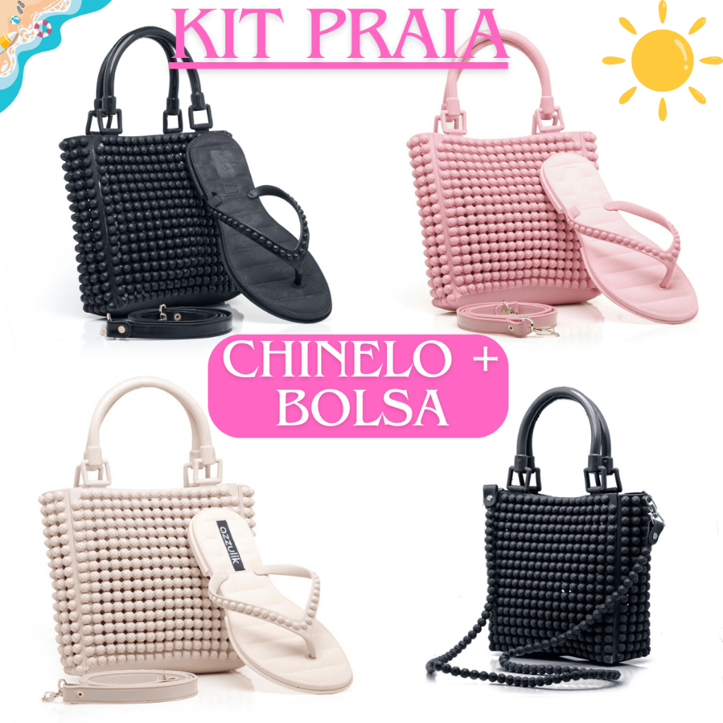 Kit Moda Verão Sandália Com Bolsa Feminina