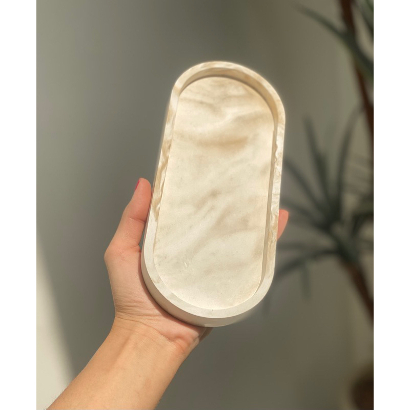 Bandeja Oval G para Decoração de Cimento Artesanal Resistente à Água. em Oferta na Shopee