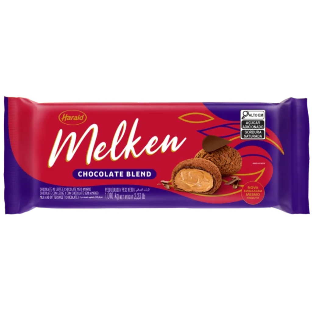 Chocolate Nobre Melken Blend em Barra 1,010kg Harald em Oferta na Shopee