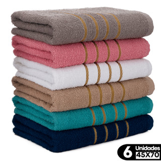 Kit 6 Toalhas de Rosto Dourado 45x70cm Toalha 100% algodão