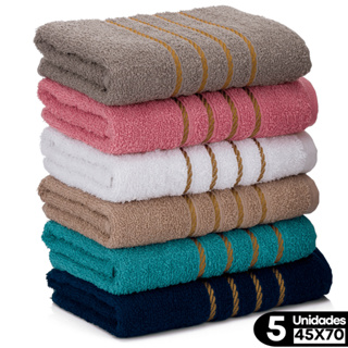 Kit 5 Toalhas de Rosto Modelos Sortidos Dourado Maciez Qualidade 100% Algodão Linha Bruna Toalhas em Oferta na Shopee