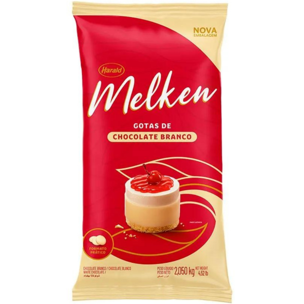 Chocolate Nobre Melken Branco em Gotas 2,050kg Harald em Oferta na Shopee