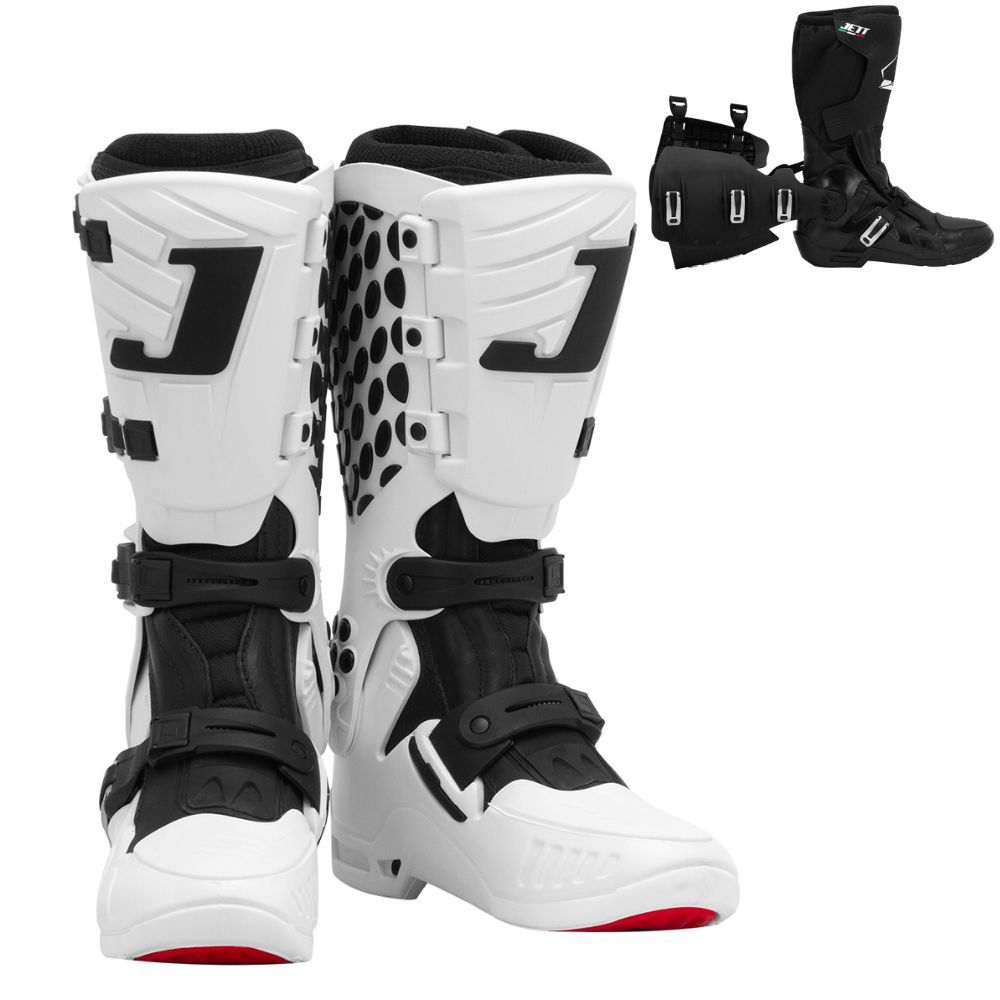 Bota Jett Lite Piloto Motocross Profissional Trilha Enduro Masculino Feminino Velocross Branca/Preta - Sports & Outdoors