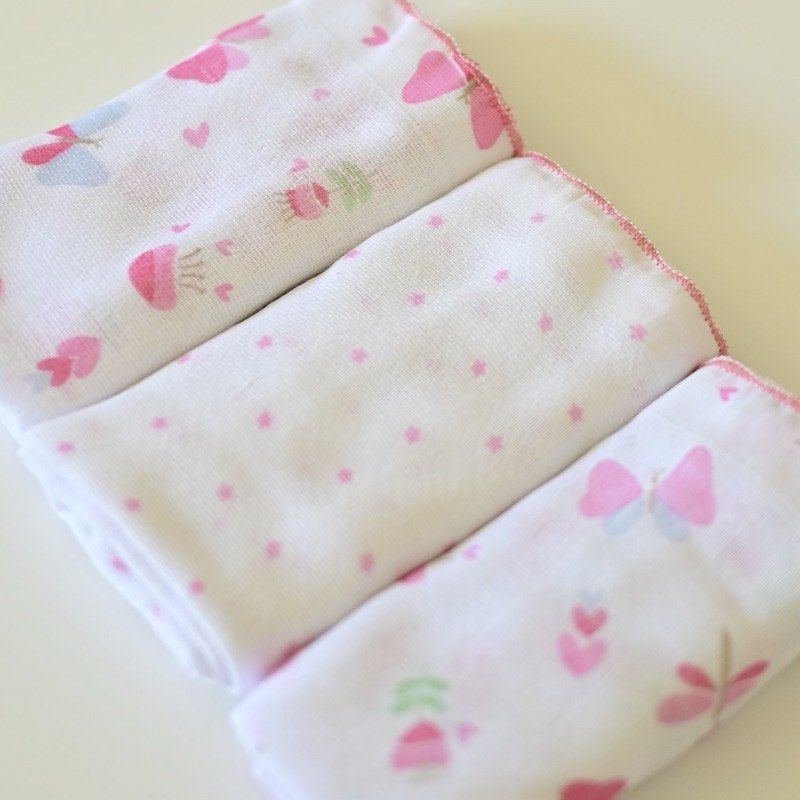 Kit Fralda com 3 un Estampada Bebê Menina Borboletas Rosa em Oferta na Shopee