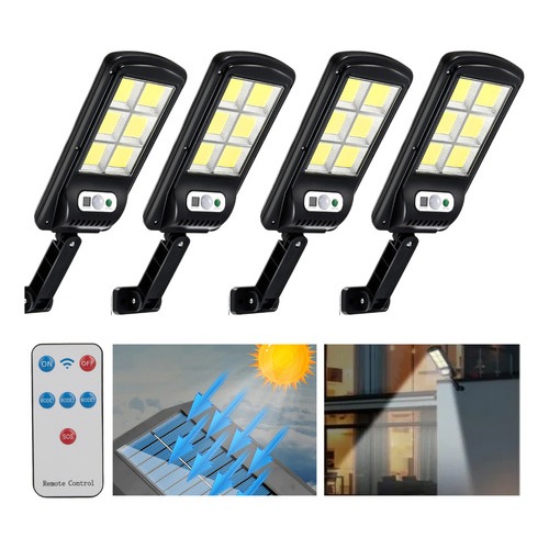 4 Refletores Luminaria de 120 LEDs Bateria Recarregavel Energia Solar Tipo Spot