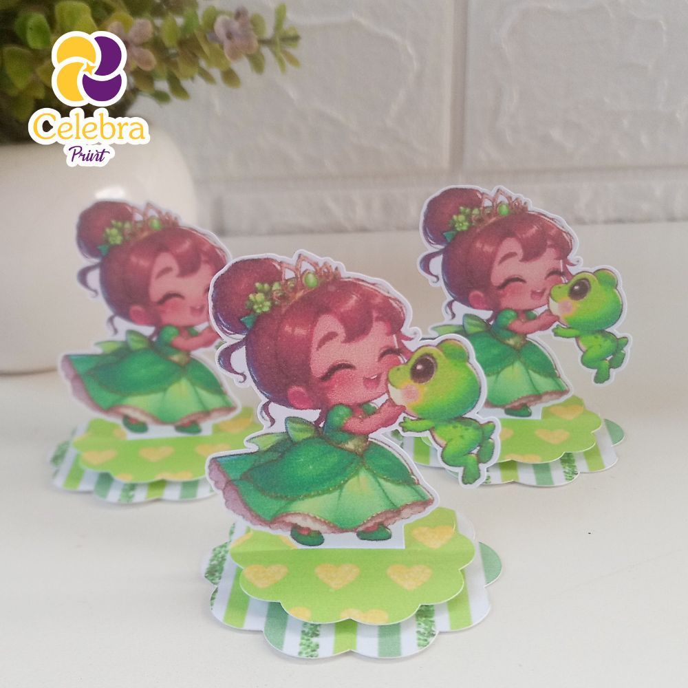 Kit Aplique 3D, 10, 20, 30 ou 40 und. Tag Personalizada Festa princesa e o sapo Lembrancinha