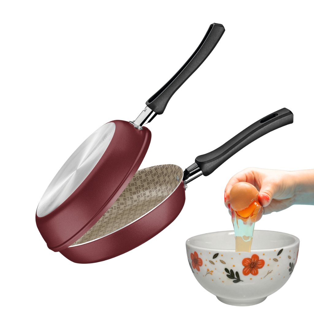 Frigideira Omeleteira Dupla Antiaderente Tramontina 20cm Com Bowl P/ Ovos