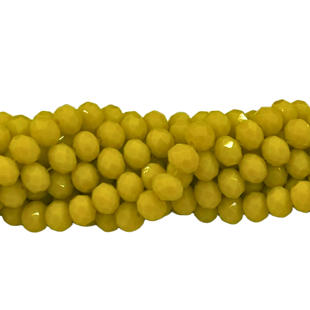 Fio de Cristal Achatado 8MM - Amarelo Leitoso