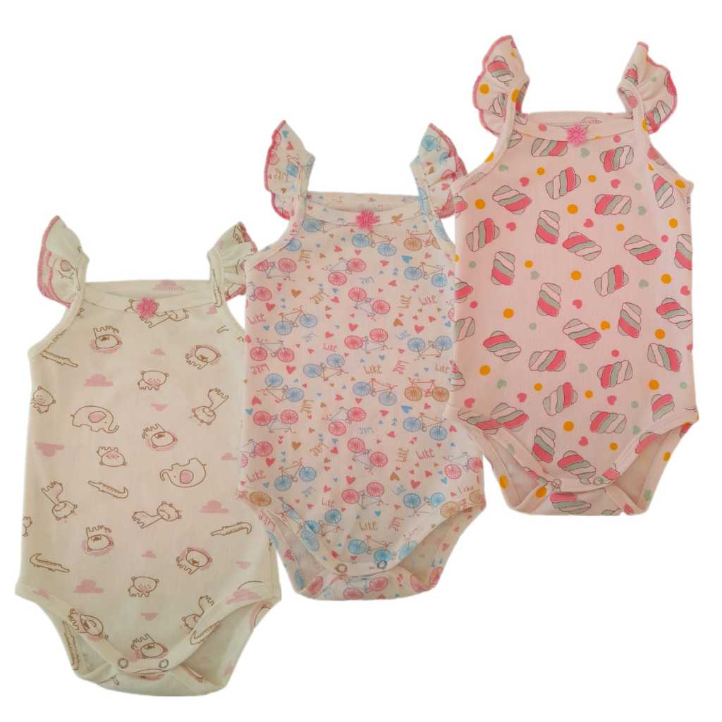 body regata bebe com alcinha infantil malha canelada em Oferta na Shopee