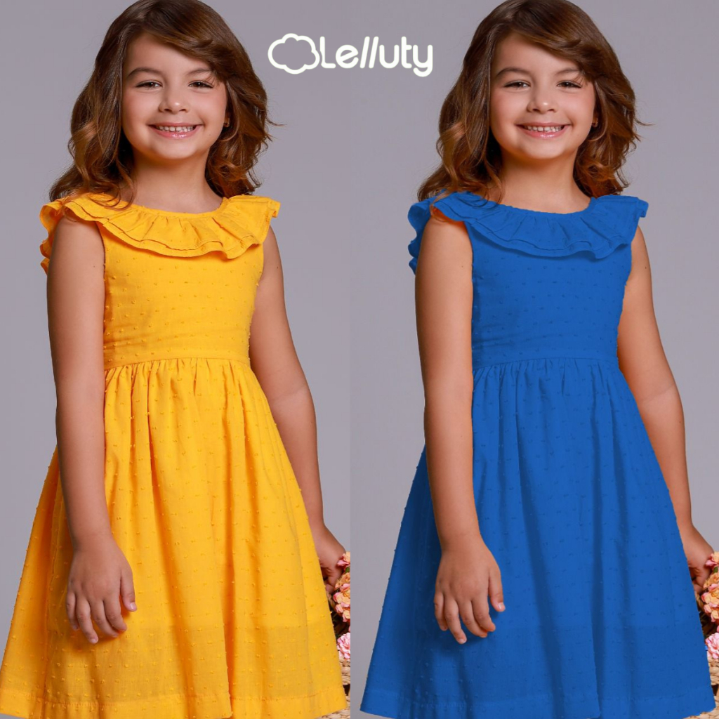 Roupa Infantil Vestido Juvenil Menina Algodão Liso Verão Blogueirinha Leve Criança Dia das Crianças