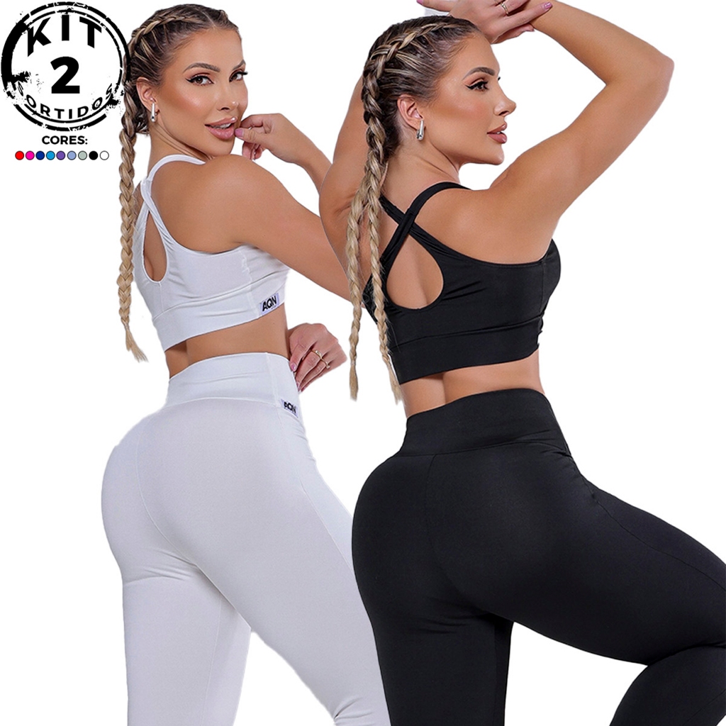 Kit 2 Conjunto Basic II Cores Variadas Fitness Feminino Academia Yoga Corrida AQN SPORT
